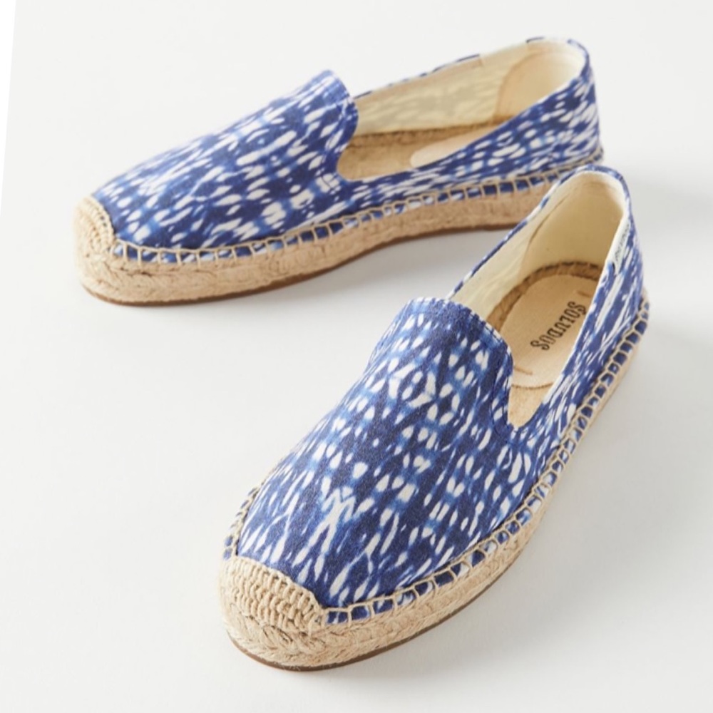 NEW! Saludos Shibori Platform Espadrille Flats Shoes Sandals